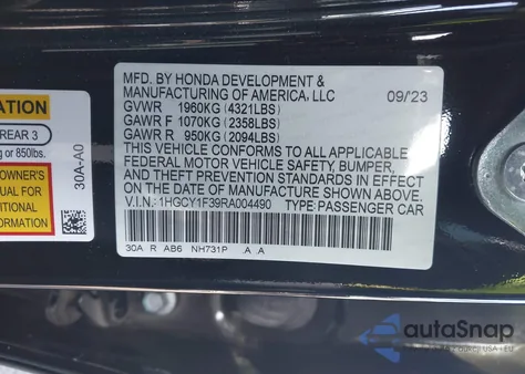 2024 Honda Accord Ex z USA, uszkodzony, nr VIN 1HGCY1F39RA004490